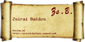 Zsirai Balázs névjegykártya